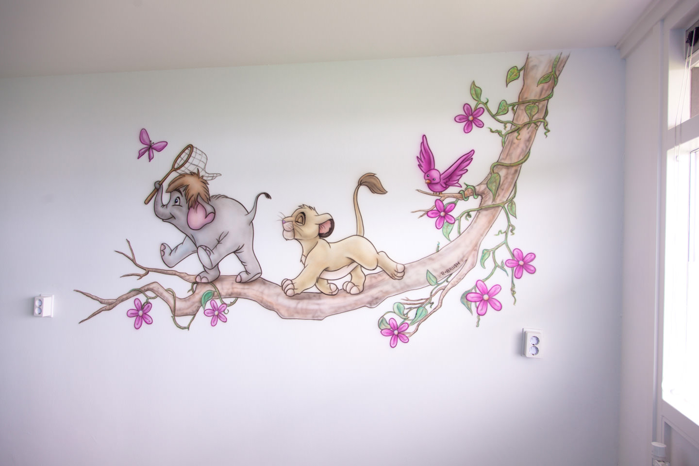 simba tak babykamer muurschildering